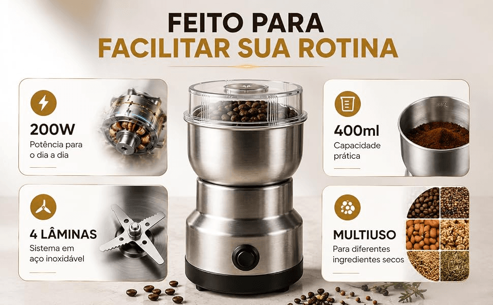Moedor de Grãos de Café Elétrico 110V-220v - descrição 3