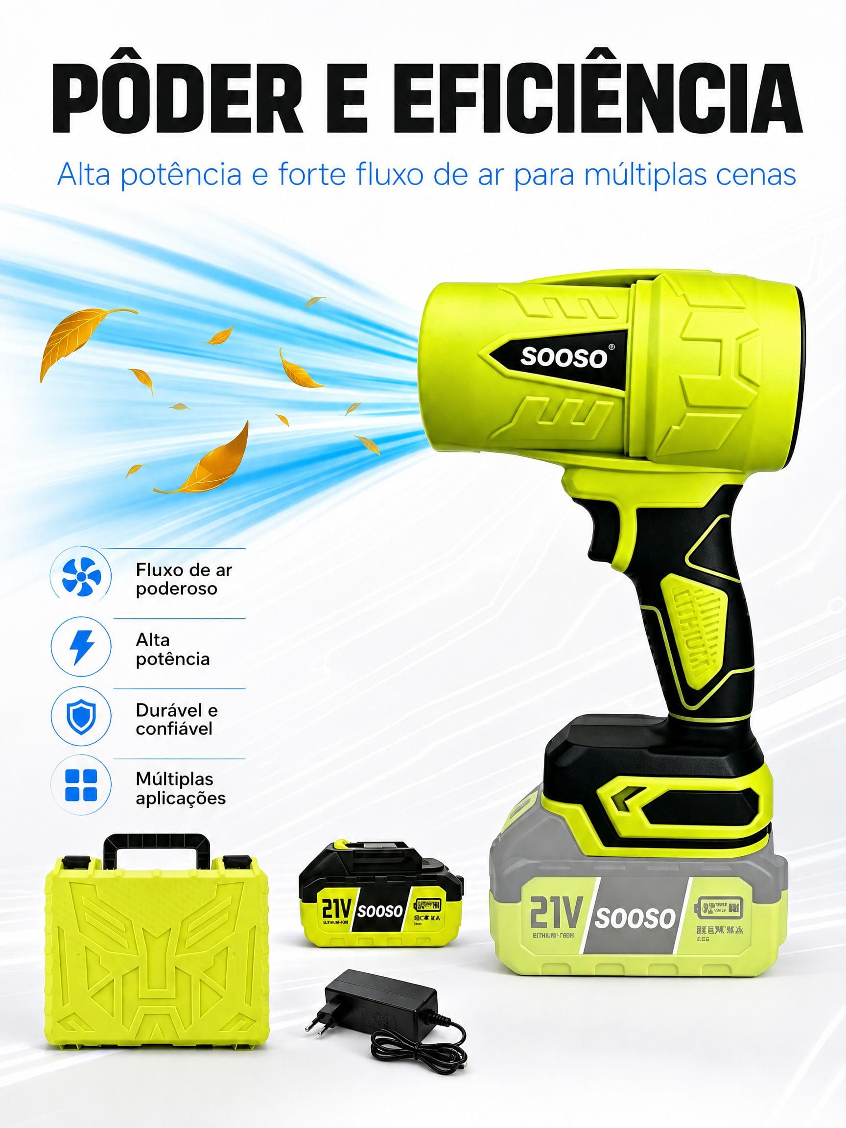 SOOSO Soprador de Folhas Sem Fio - descrição 1