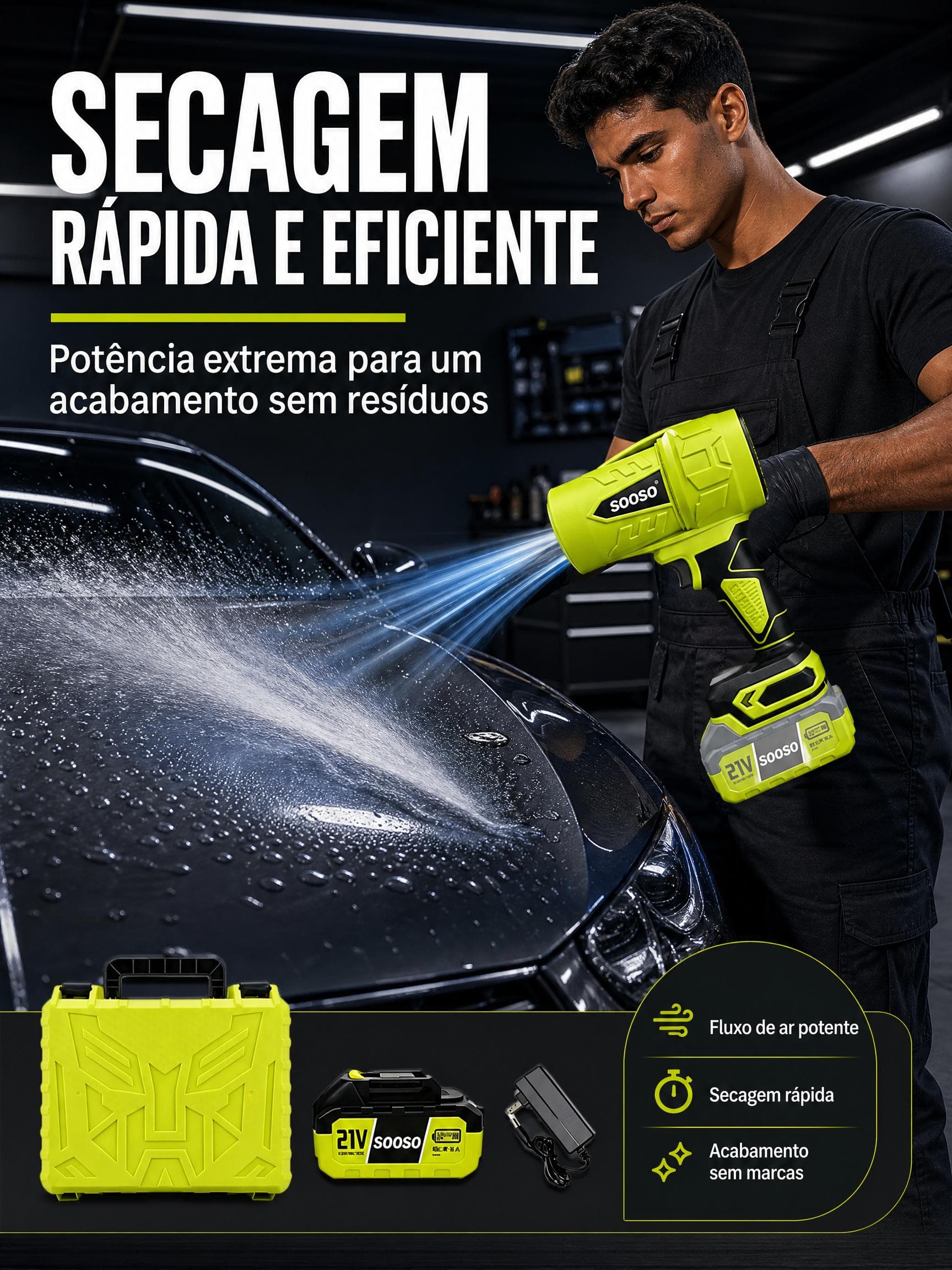 SOOSO Soprador de Folhas Sem Fio - descrição 5