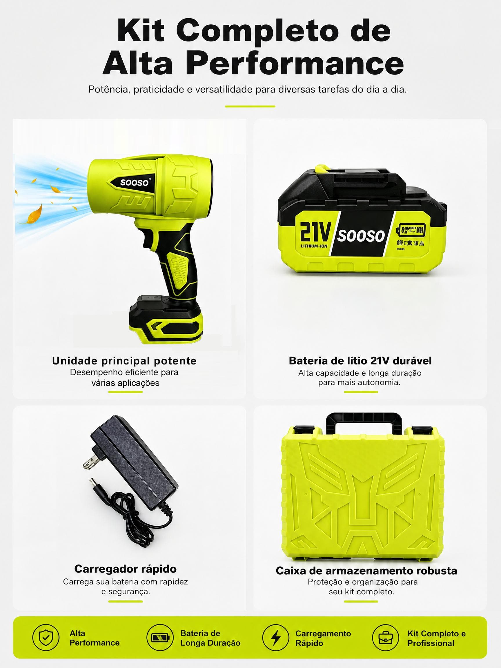 SOOSO Soprador de Folhas Sem Fio - descrição 6